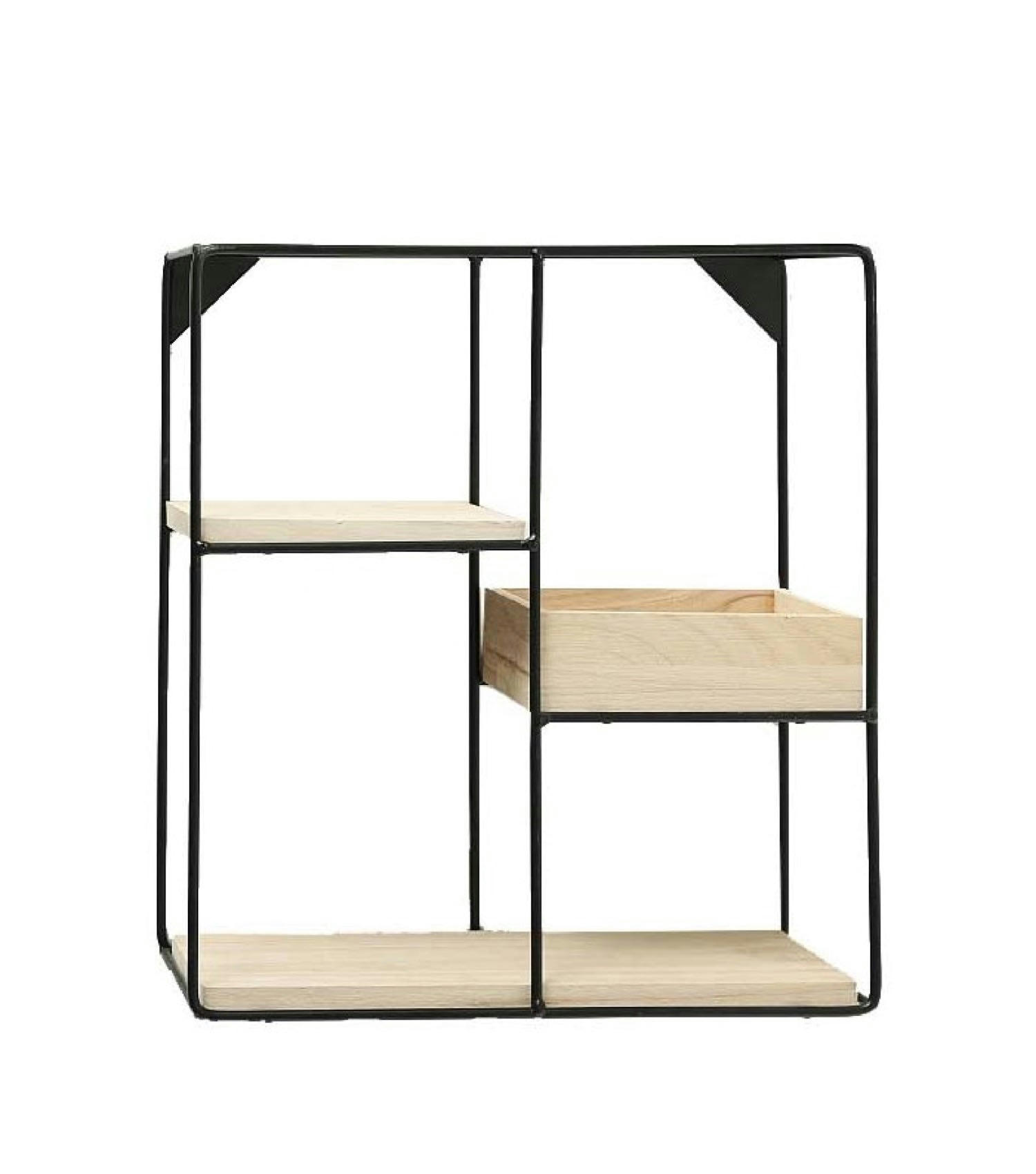 - Étagère murale en métal noir et bois 31x35x11