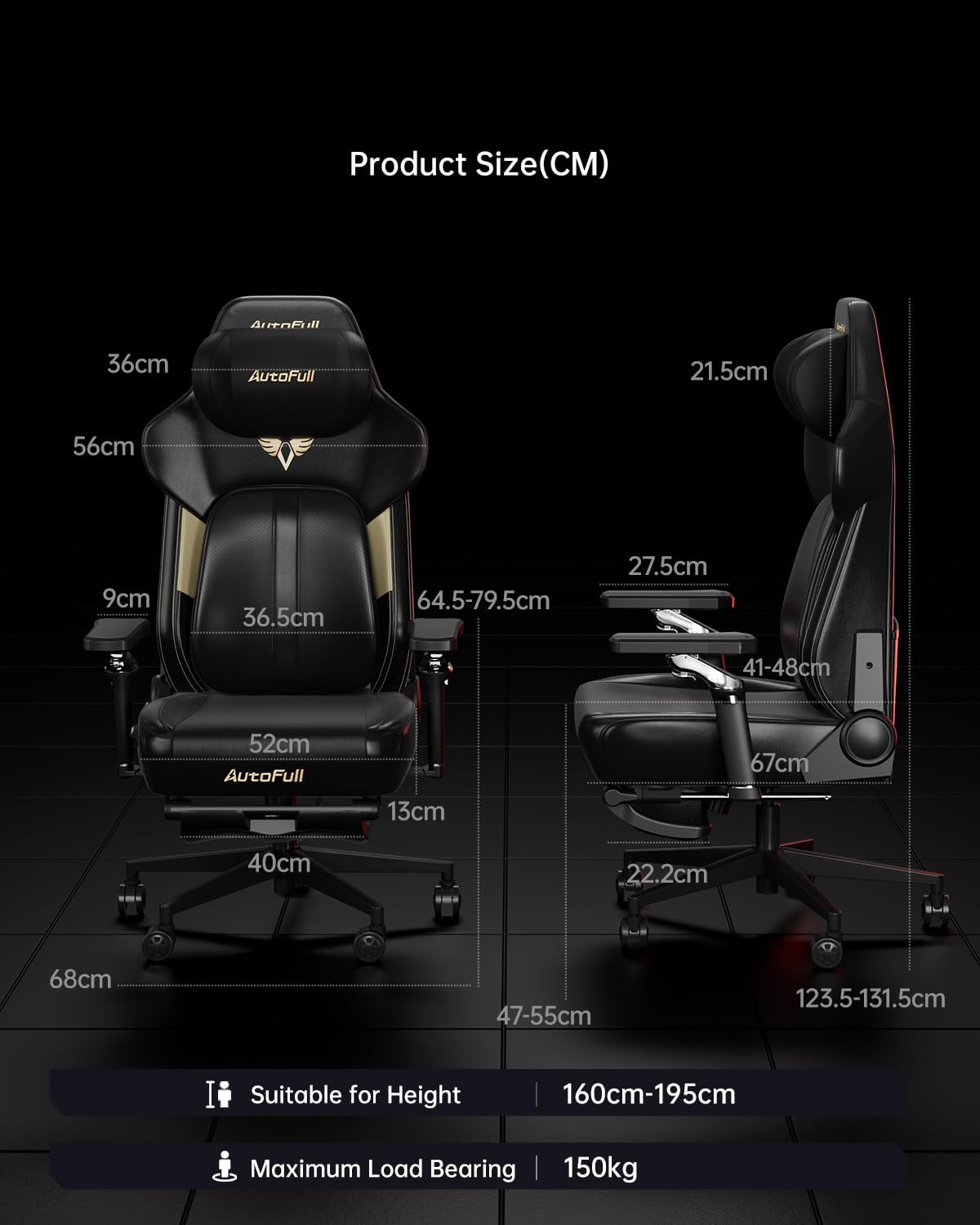 AutoFull M6 Ergonomic Gaming Chair – with 3rd-Gen Dynamic Lumbar Support, Lumbar & Leg Massage, Ventilated & Heated Seat, 360° Mechanical Armrests, Retractable Footrest (Black)