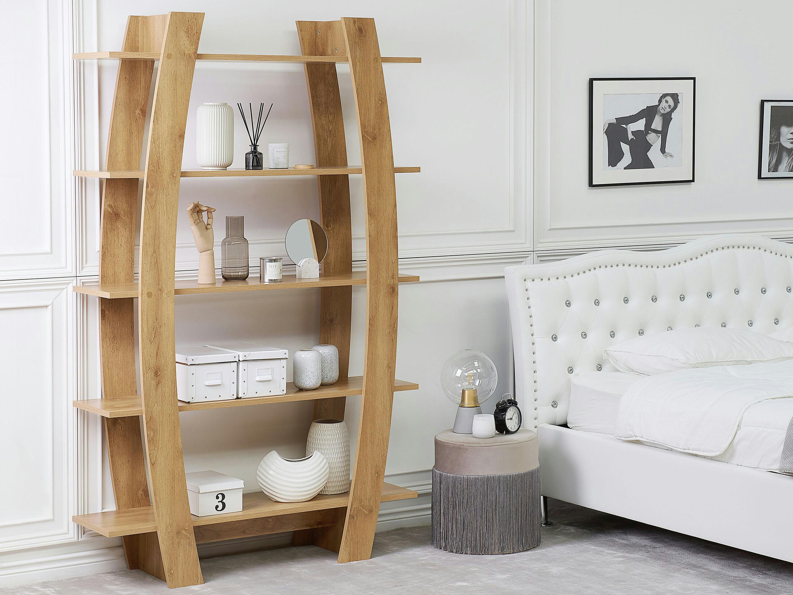 KENER - Étagère effet bois clair 5 niveaux