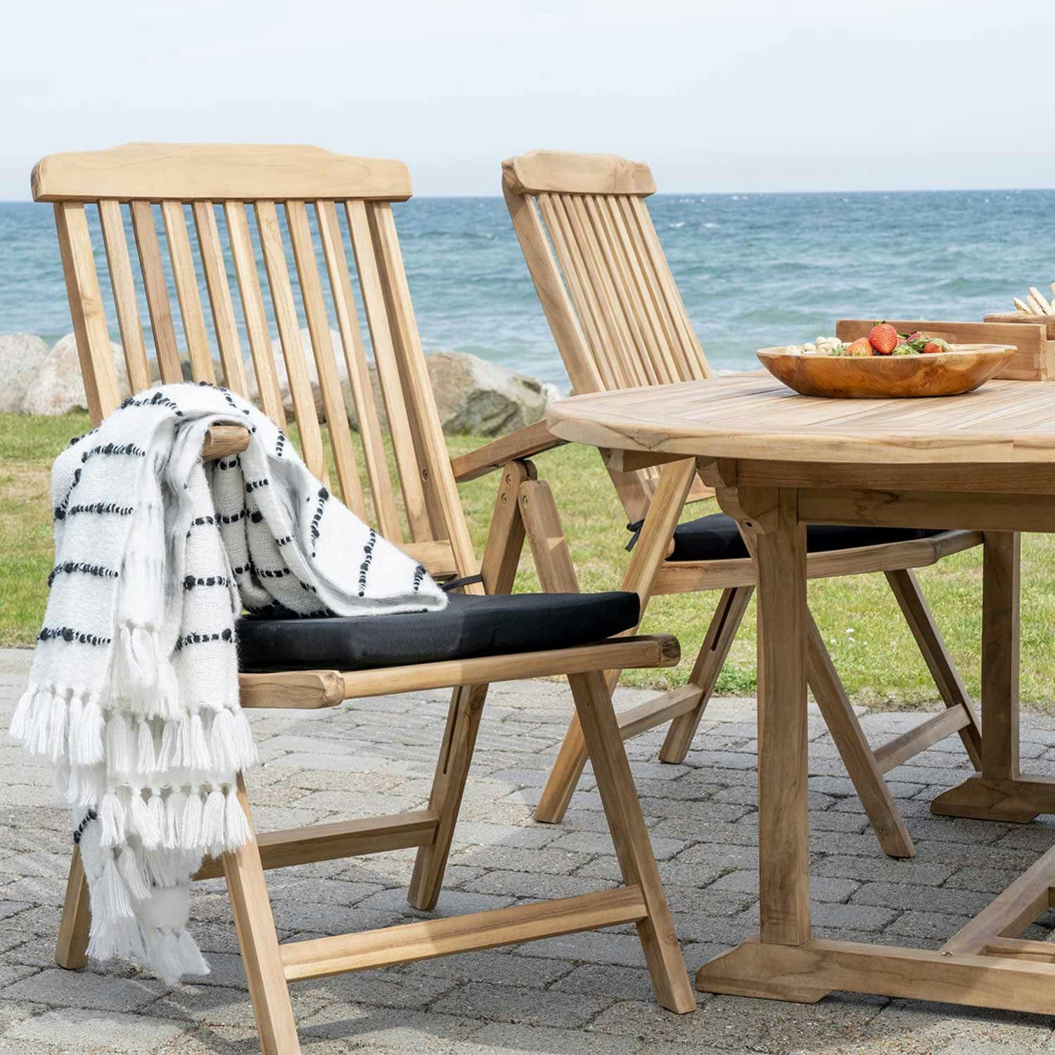 - Coussin pour chaise de jardin 42 cm en polyester noir