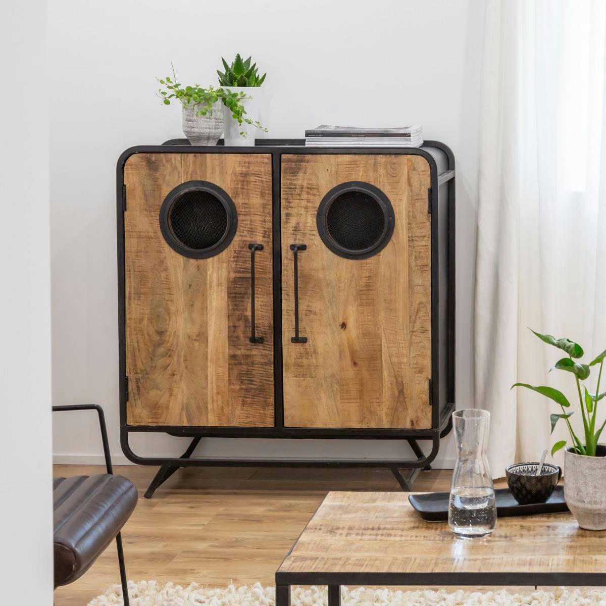 NAUTILUS - Buffet en bois noir 110 cm