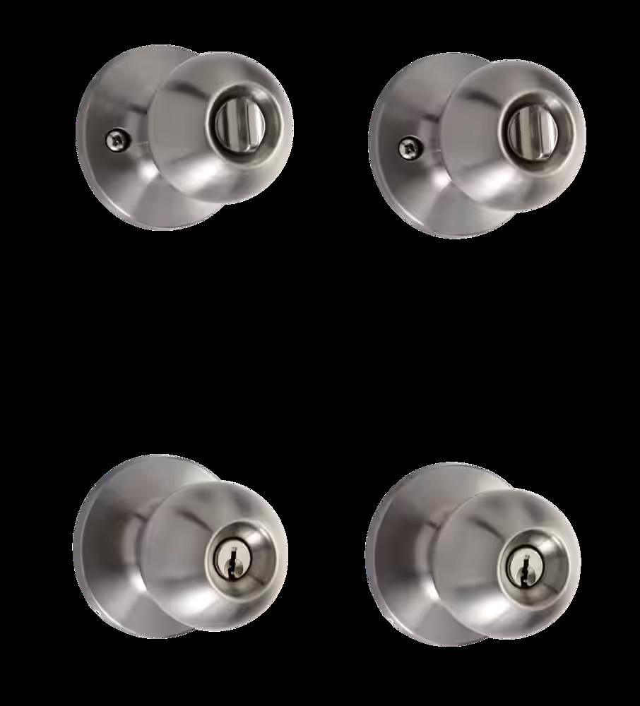 Garrison Keyed Ball Twin Door Knob Lock Set, Stainless-Steel
