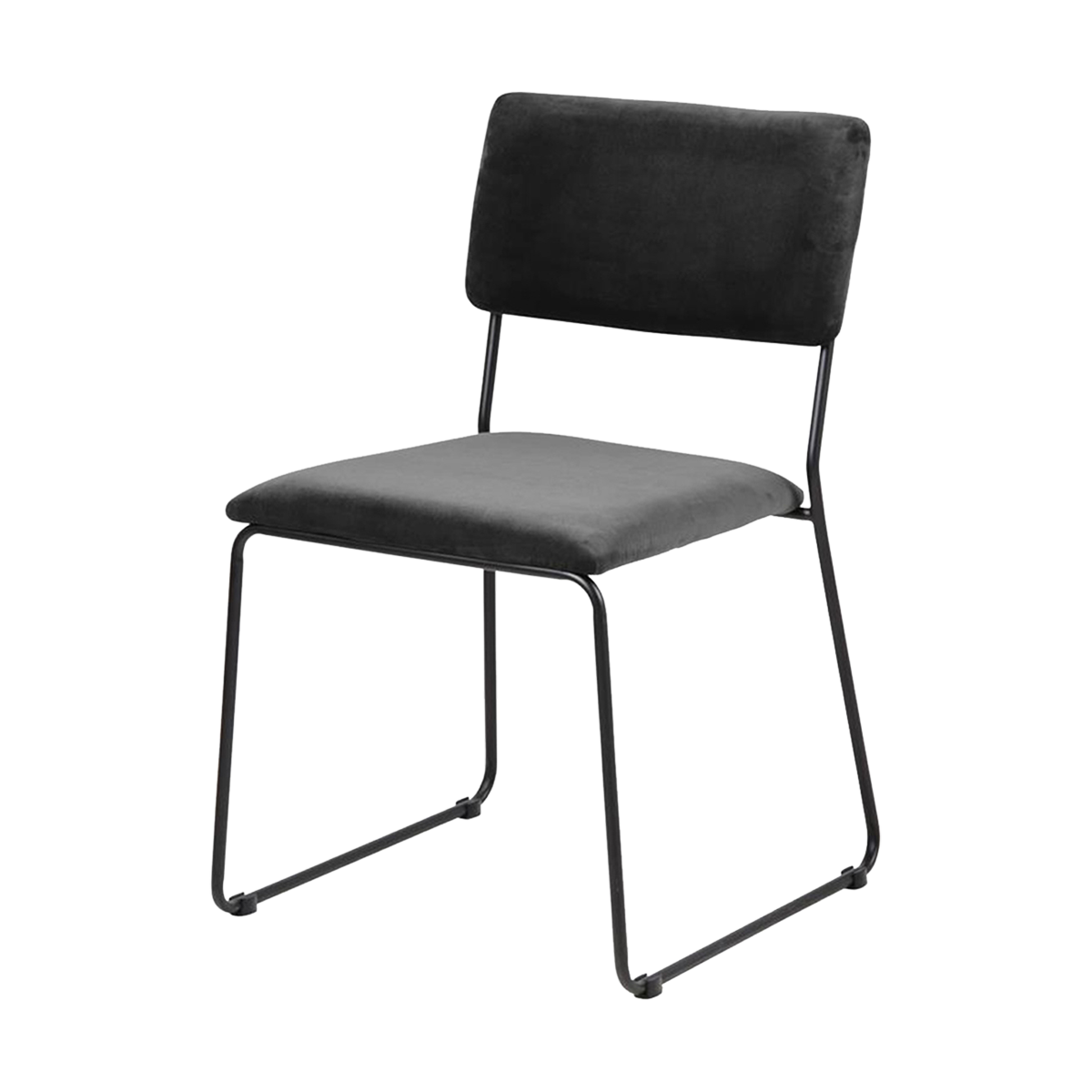 Lisomme John Eetkamerstoel Velvet Donkergrijs - Stof - Zwarte Poten