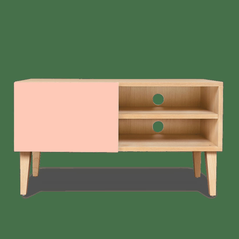 MIKE - Petit meuble TV en rose blush, 2 portes – 50*90*40