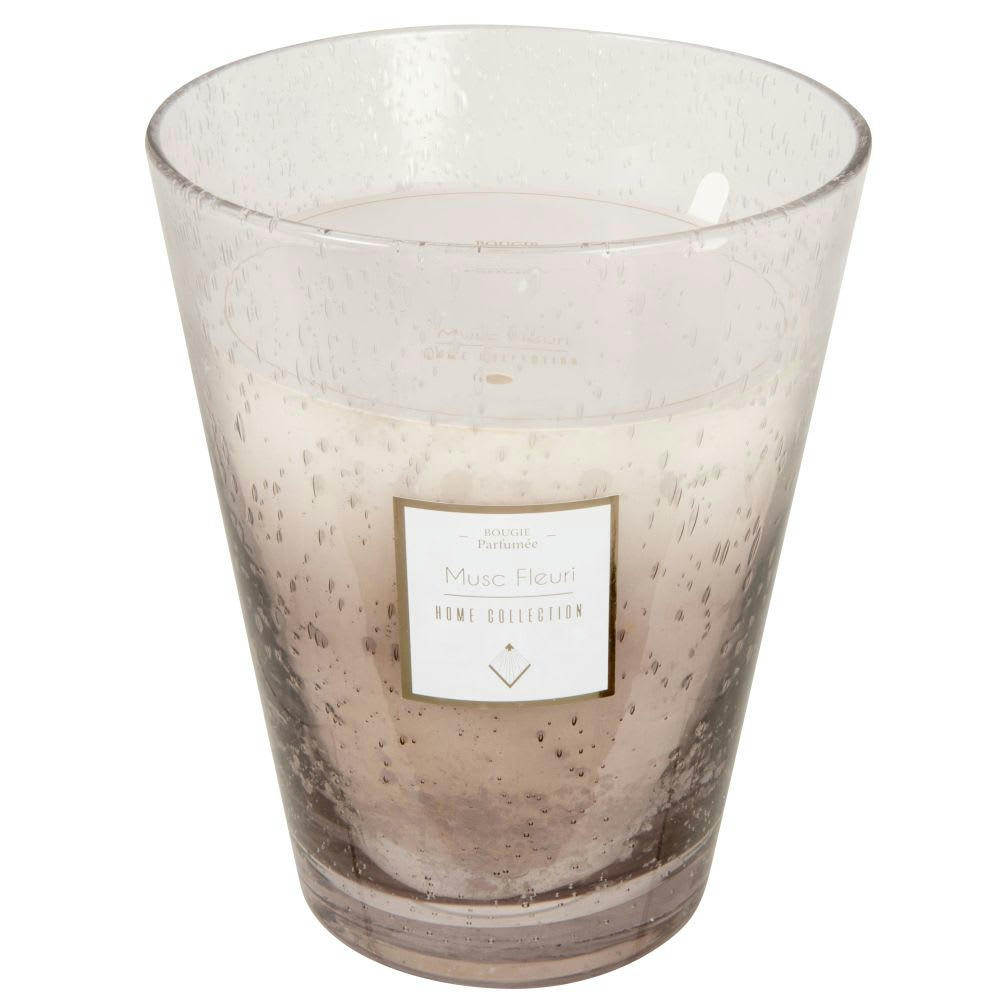 - Bougie en verre gris et blanc
