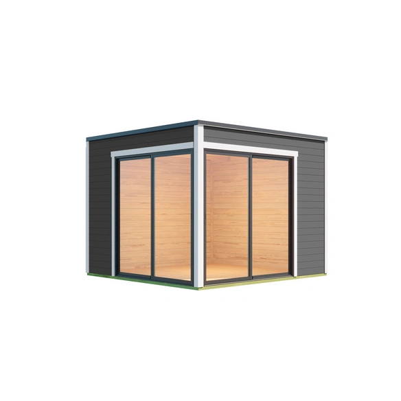Blockbohlenhaus »Palermo«, BxHxT: 300 x 239,4 x 300 cm (Außenmaß inkl. Dachüberstand), grau