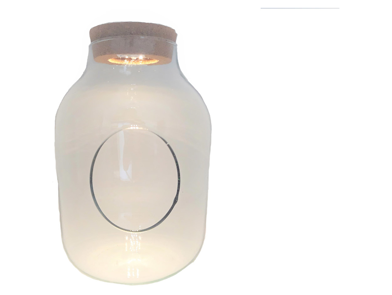 Słój z otworem i korkiem LED 27 cm transparentny