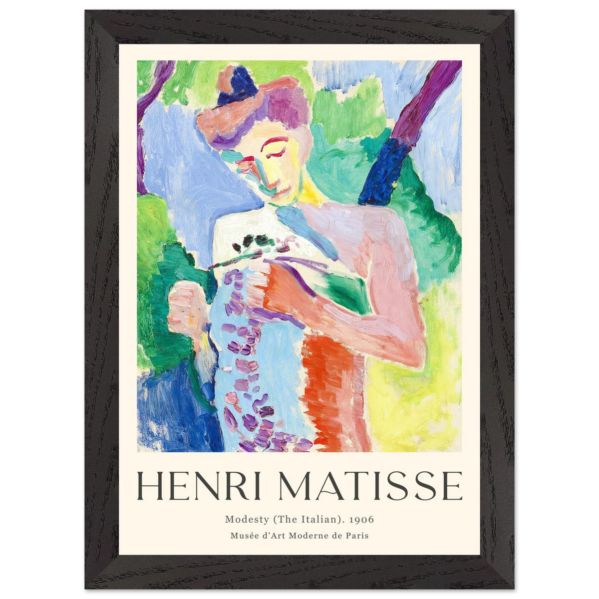 Artfulprints Poster met Lijst Matisse - Modesty 1906  - A4 21x29.7 cm - Meerkleurig