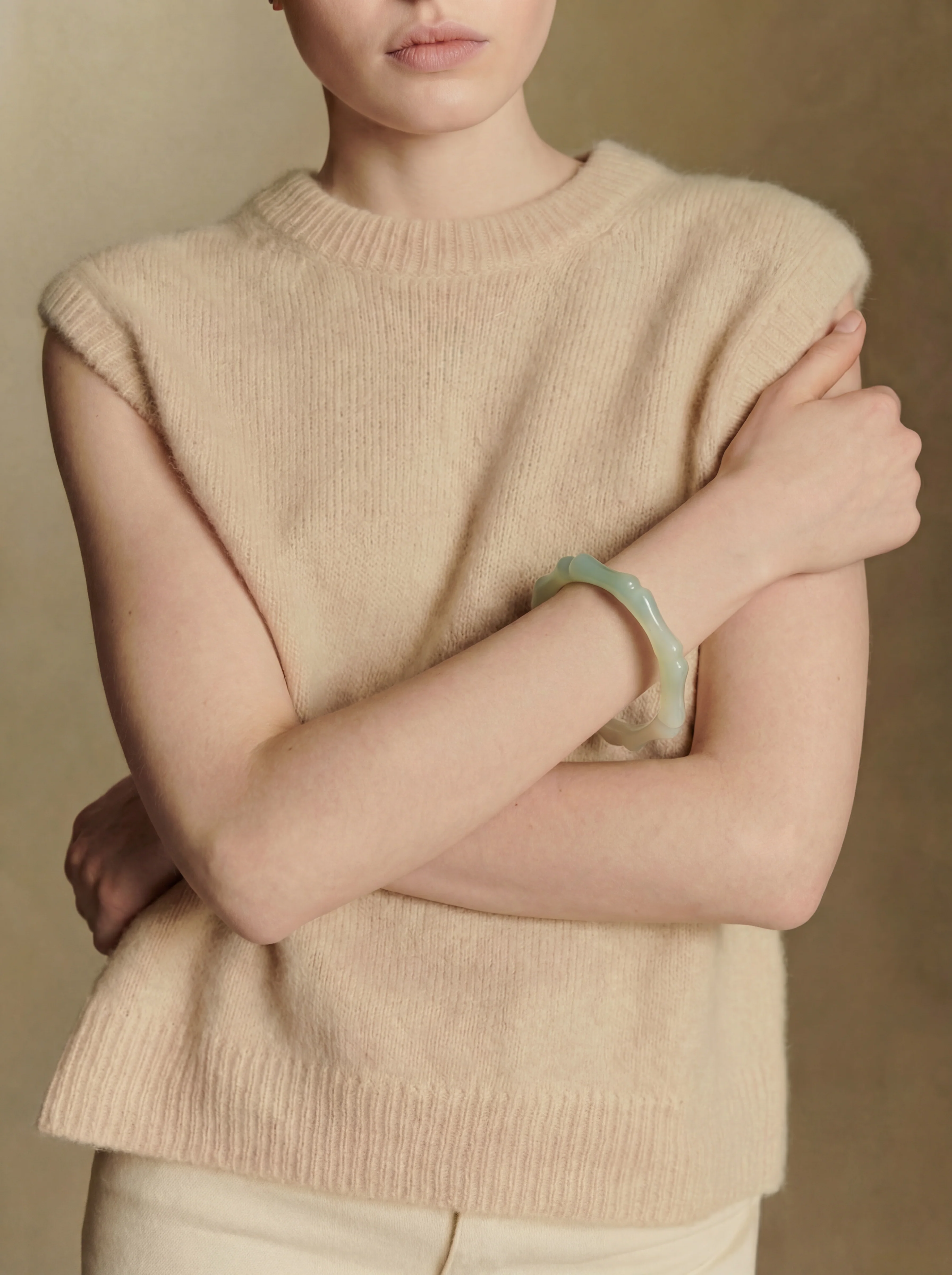 Bambam — Bamboo Shaped Skinny Jade Stone Bangle