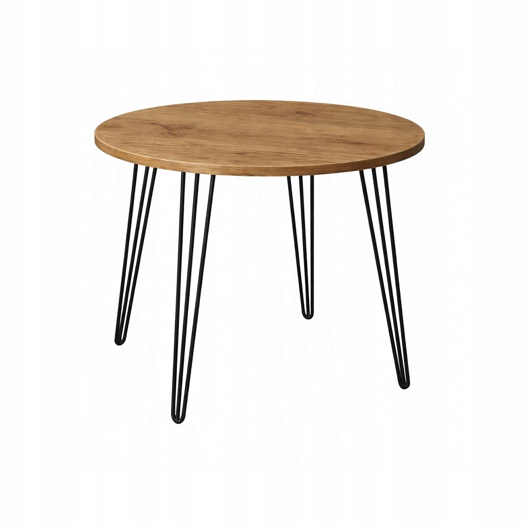 Stół fi 68cm Stolik Hairpin legs skośne Dąb Craft