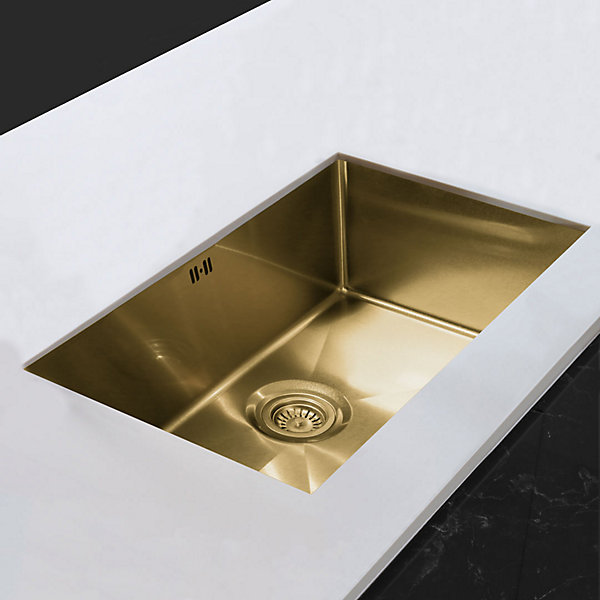 évier sous-plan en inox finition or 1 bac à encastrer Essebagno 76