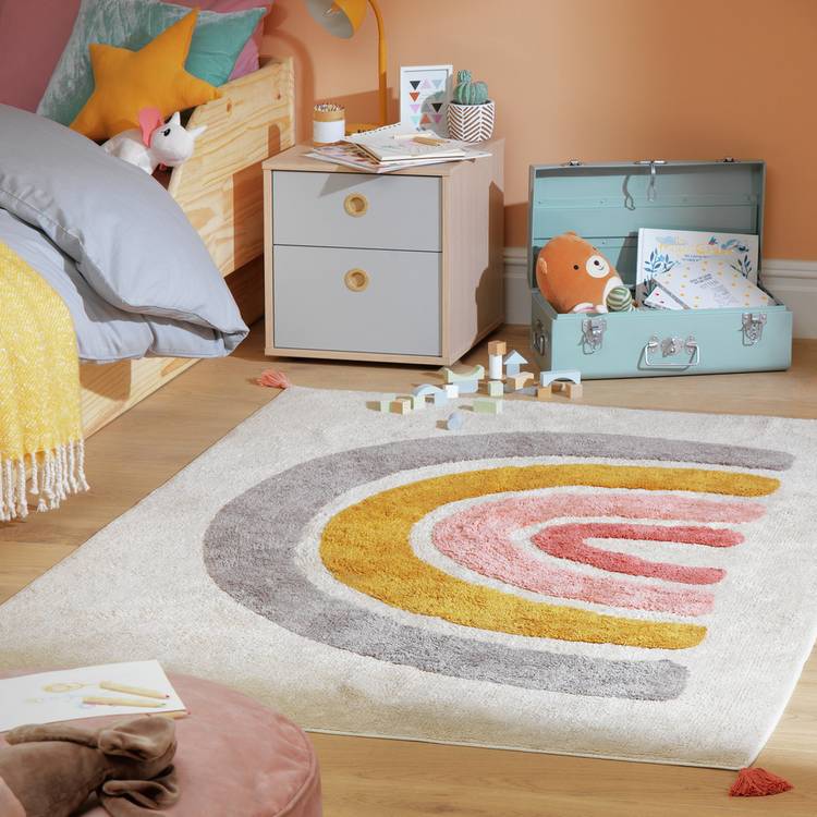 Habitat Kids Rainbow Natural Cotton Flatweave Rug -120x170cm