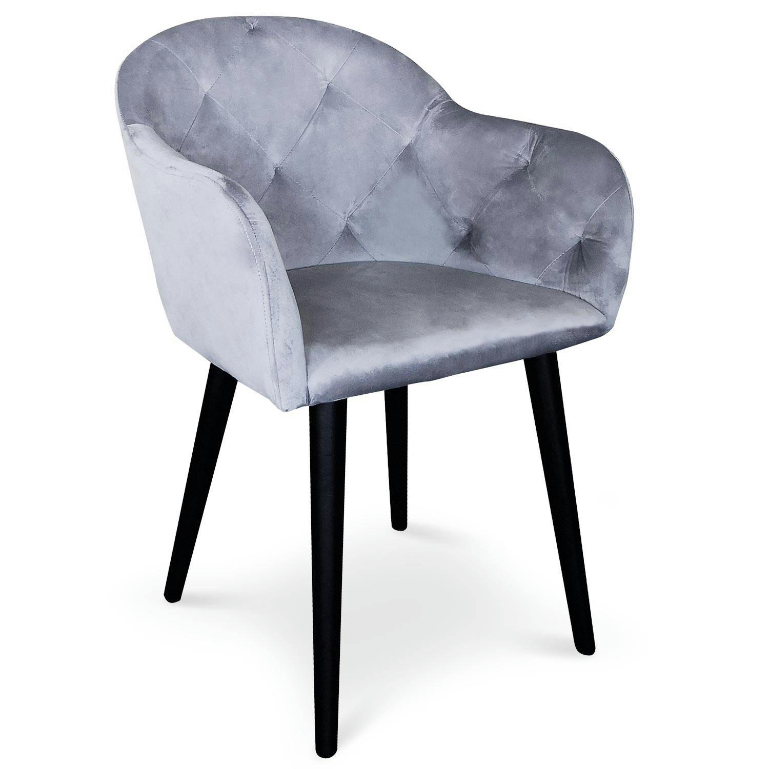 HONORINE - Fauteuil velours argent