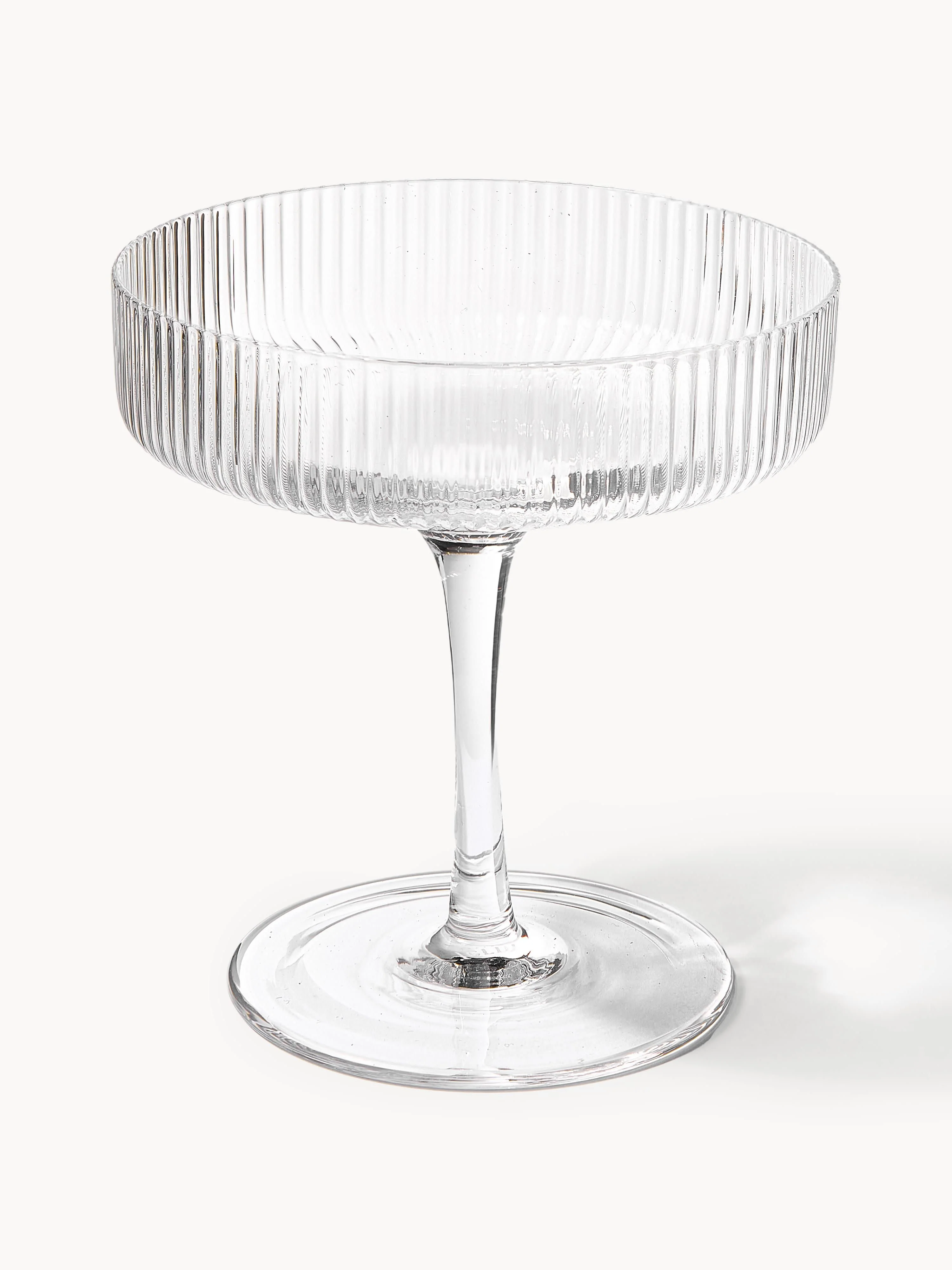 Mundgeblasene Champagnerschalen Ripple mit Prägungsmuster, 2er-Set