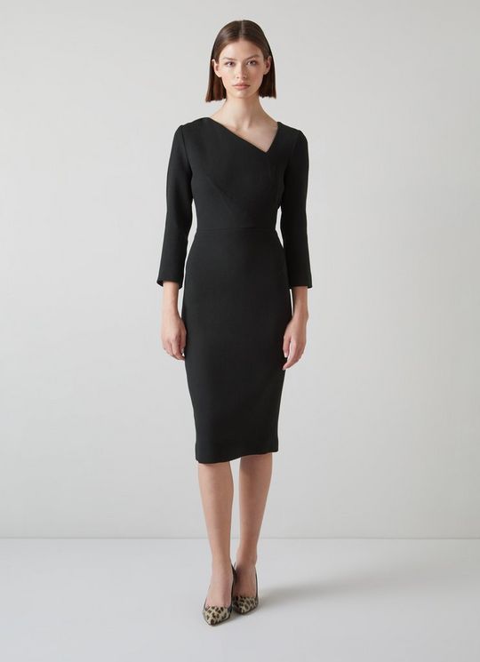 Alexis Black Wool Crepe Shift Dress