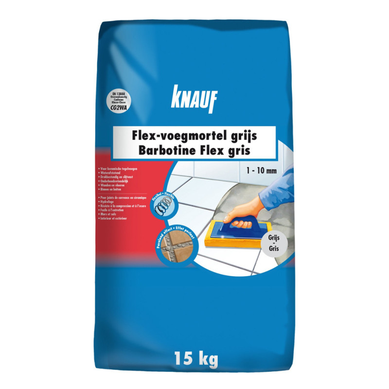Mortier de jointoiement Barbotine Flex gris 15 kg KNAUF