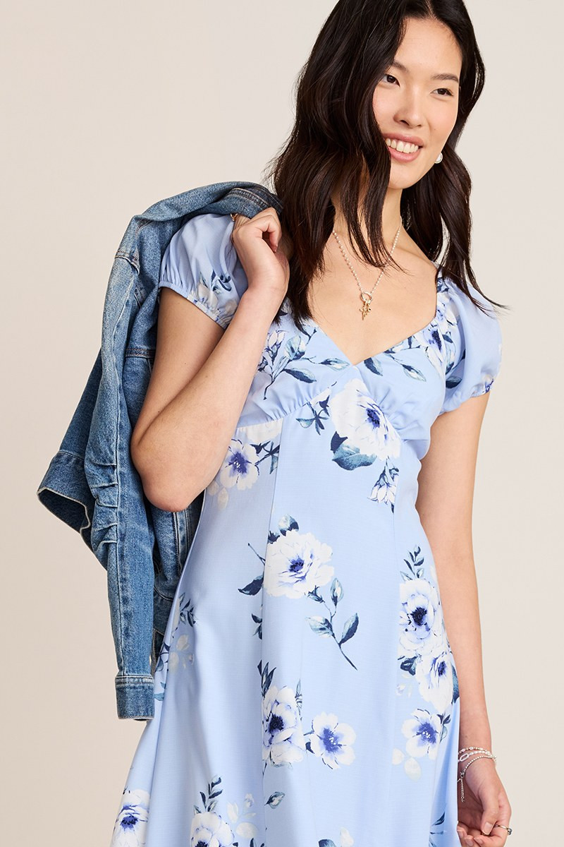 Cathryn Floral Tie Back Midi Dress