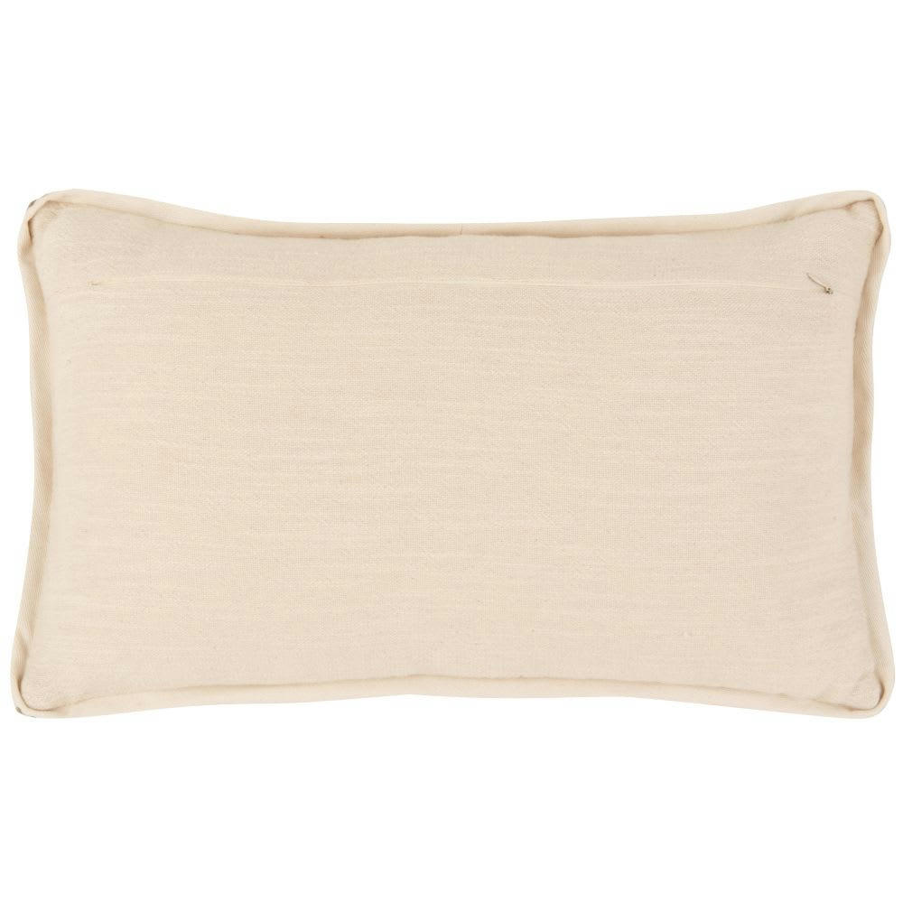 GIZAH - Housse de coussin motif floral brodé blanc et vert kaki 30x50