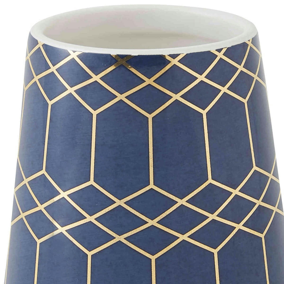 GOTAM - Porte brosse à dents en céramique blanc à motifs bleu