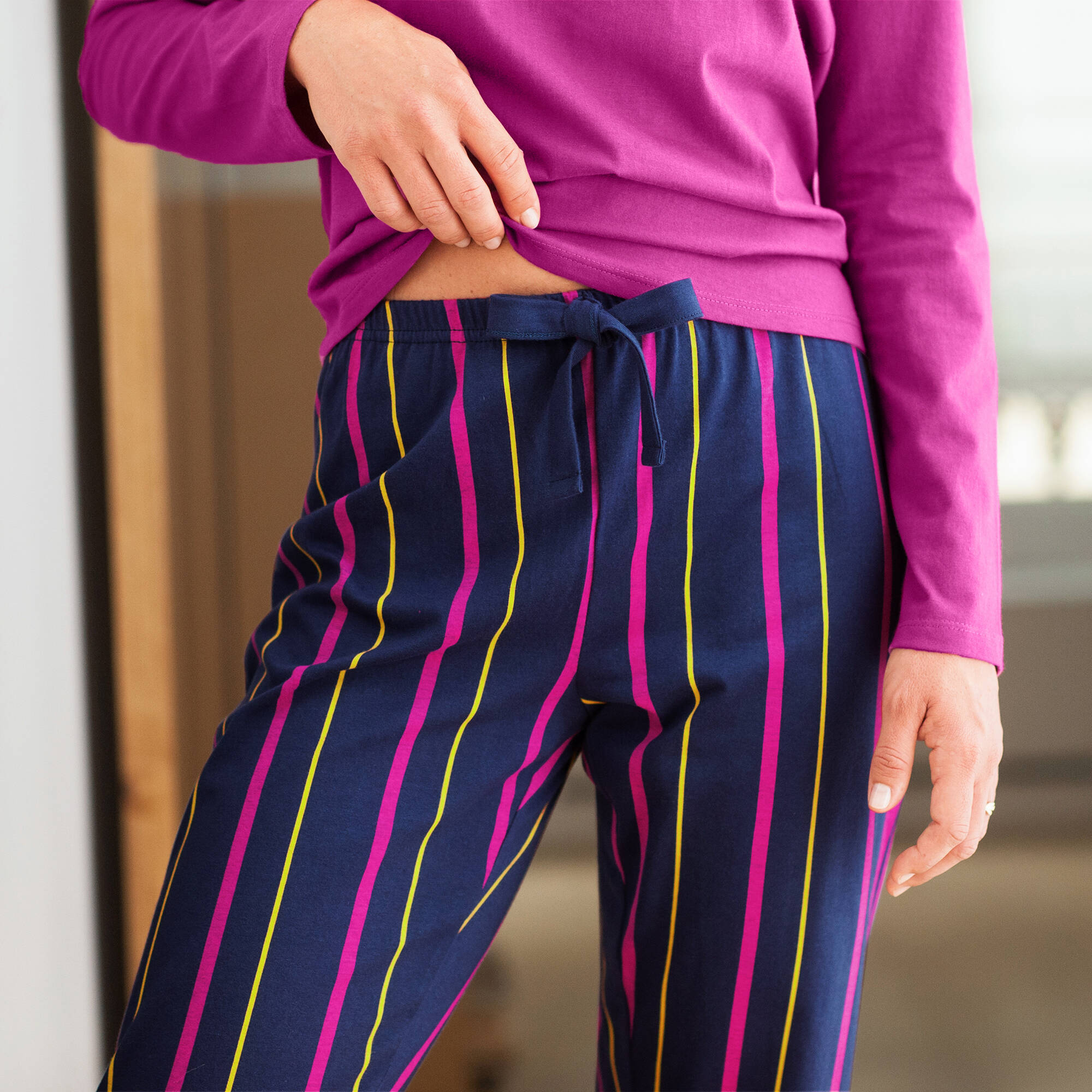 Pantacourt de pyjama imprimé rayé Estrella - coton