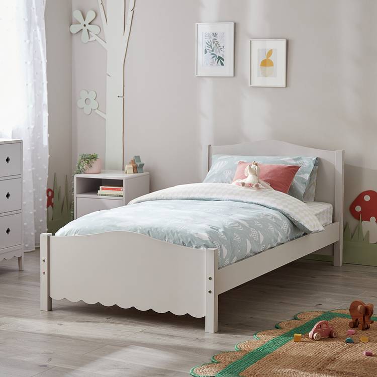 Habitat Serena Scallop Single Bed Frame – Light Grey