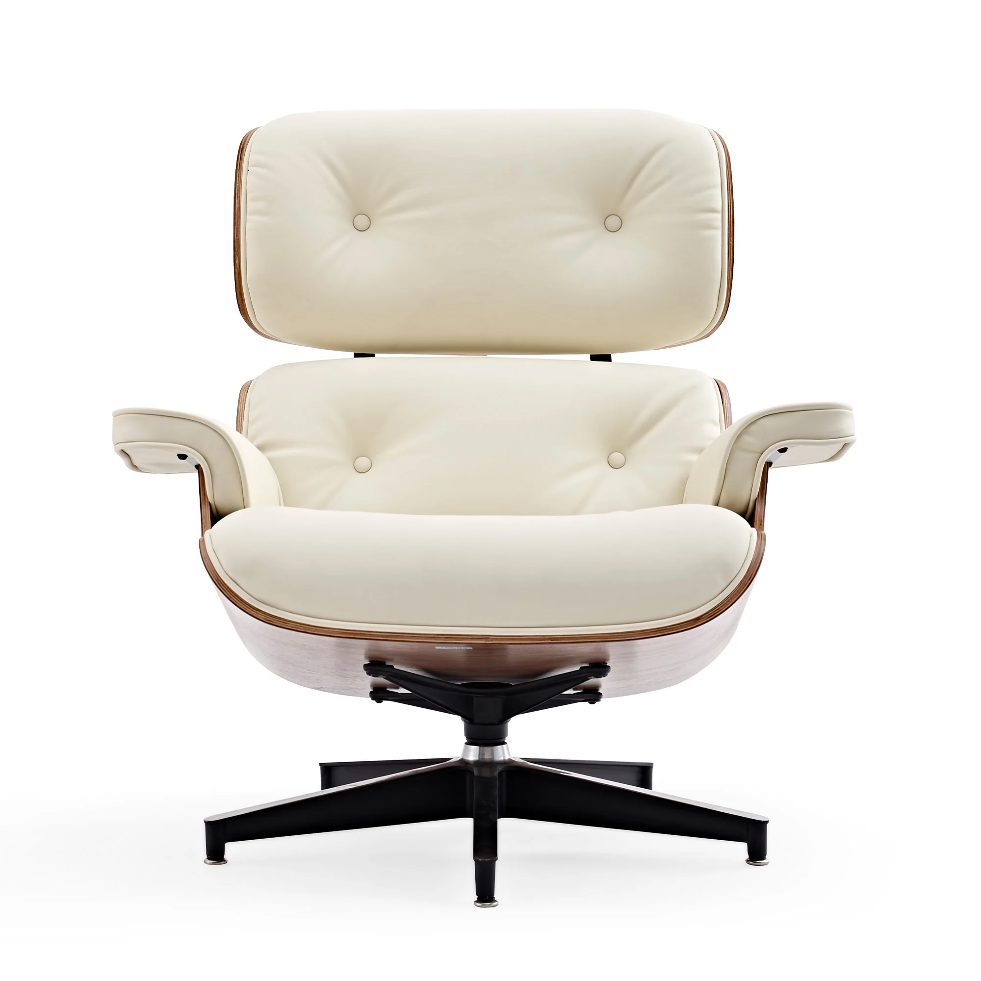 Mid-century Modern Lounger Real Leather Arm Chair and Ottoman Set