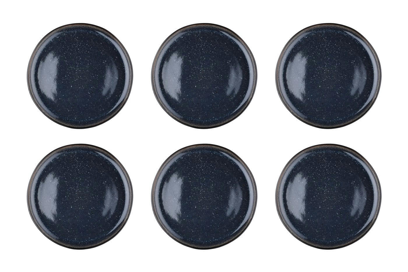 REACTIV - Lot de 6 assiettes plates en grès bleu D26