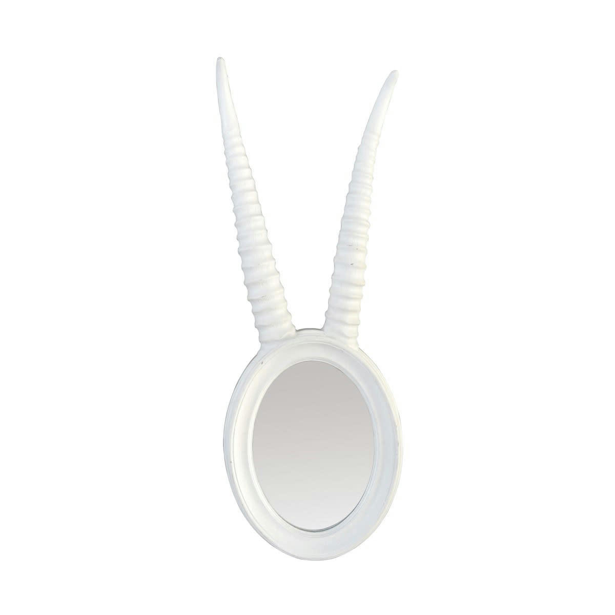 - Miroir ovale cornes gazelle blanc 17x48cm
