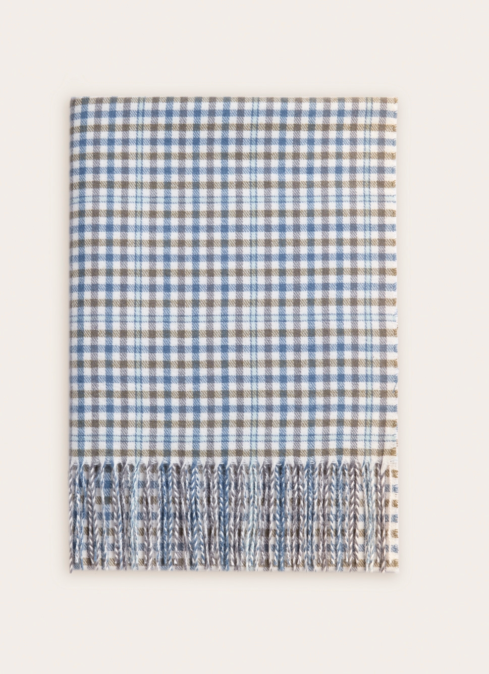 PLAID EN LAINAGE à CARREAUX TISSÉS BLEU
