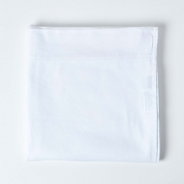 Drap plat en lin lavé blanc, 275x275 cm - HOMESCAPES