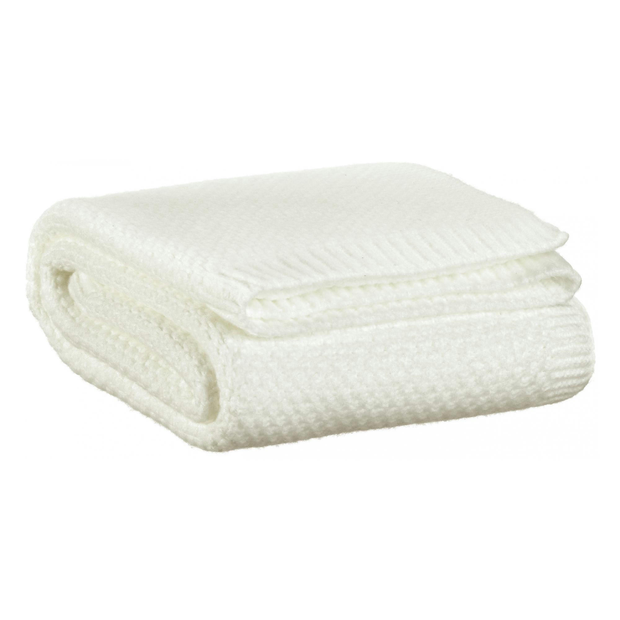 DANILO - Plaid tricot recyclé  en polyester recyclé neige 130 x 160