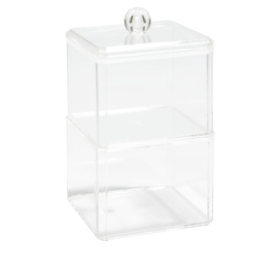 BoÎte de rangement salle de bain 2 compartiments 9,3x9,3xH15,5cm