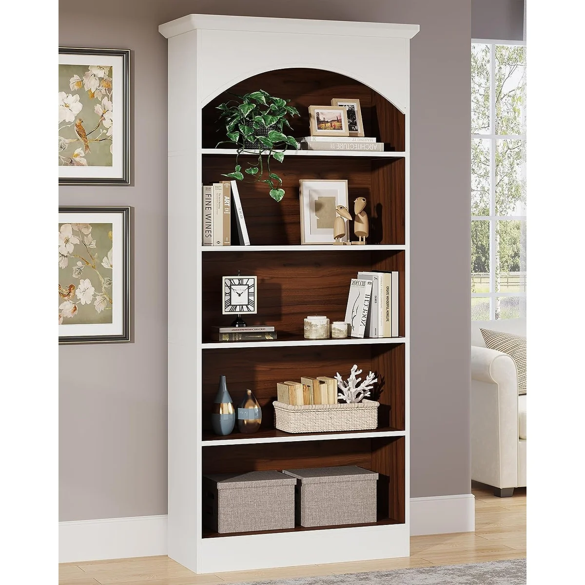70.9 Inches 5-tier Tall Narrow Bookcase Cube Bookshelf with Storage