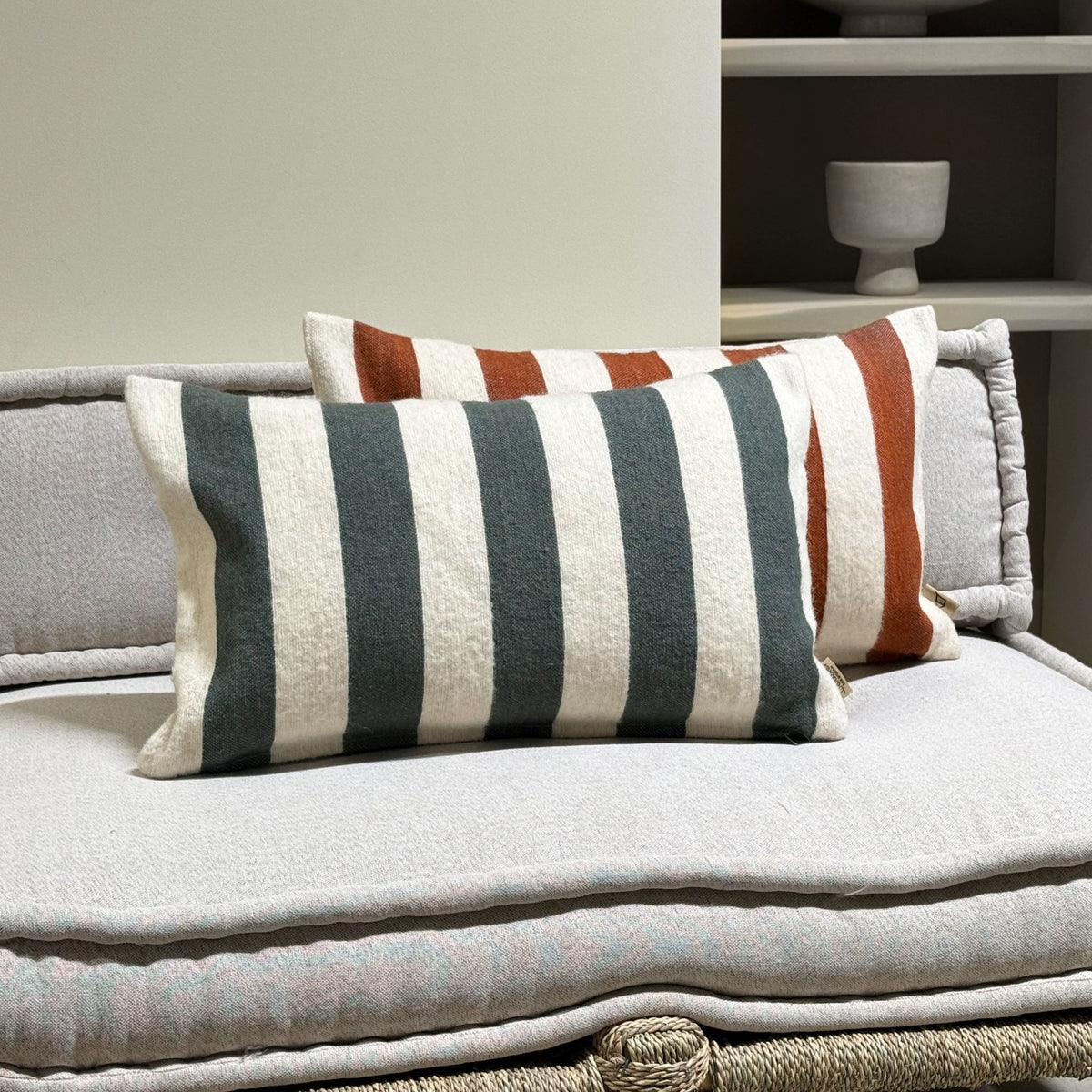 Household Hardware Handgemaakt Wollen Kussen - grote streep - grijs