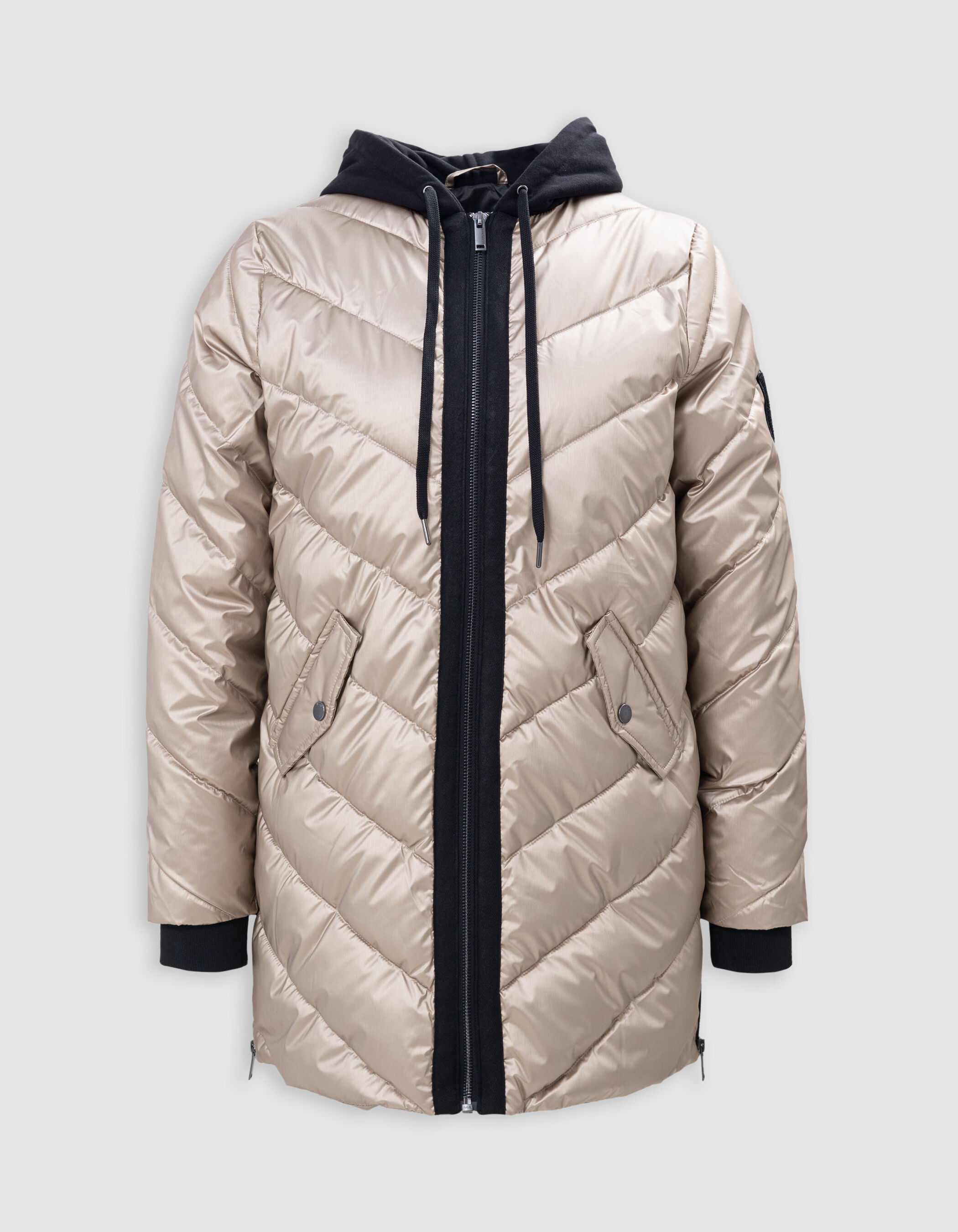 Sous-doudoune gold capuche molleton noir Femme