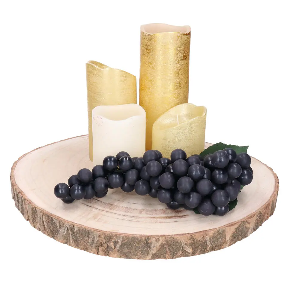 HBX Kaarsenbord/decoratie dienblad - boomschijf - D39 x H3 cm