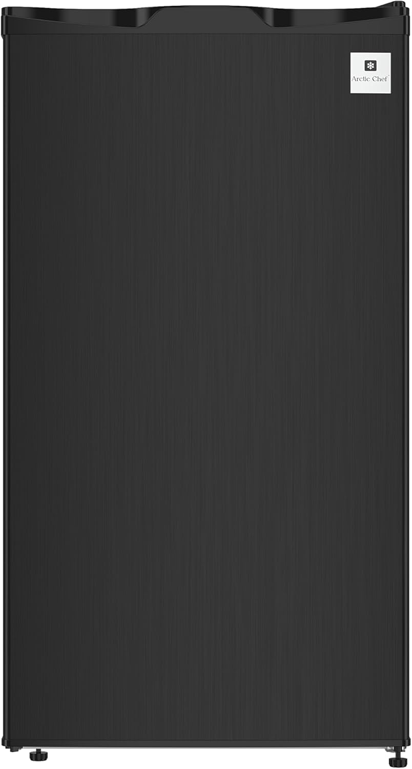 ARCTIC CHEF ACFR335, 3.2 Cu Ft Compact Design Mini Fridge with Freezer, Stainless, Black SS