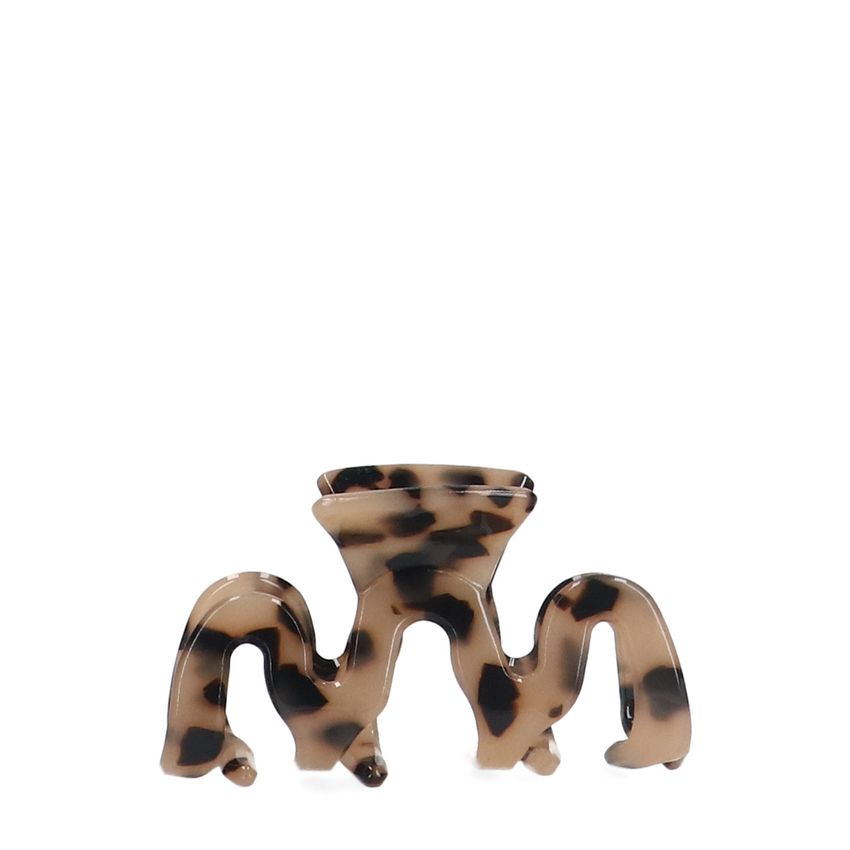 Manfield Bruine zigzag haarclip met print