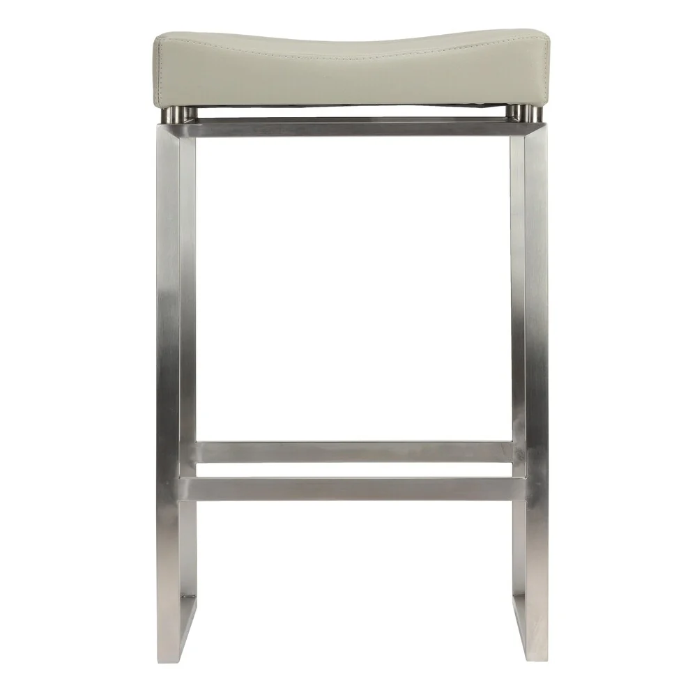 Cortesi Home Isis Brushed Stainless Steel and Faux Leather Counter-height Stool