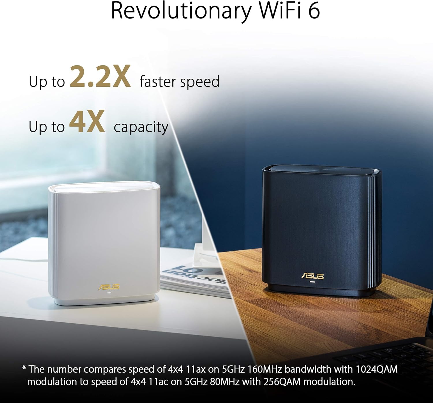 ASUS ZenWiFi AX6600 Tri-Band Mesh WiFi 6 System (XT8 2PK) - Whole Home Coverage up to 5500 sq.ft & 6+ Rooms  AiMesh  Included Lifetime Internet Security  Easy Setup  3 SSID  Parental Control  White