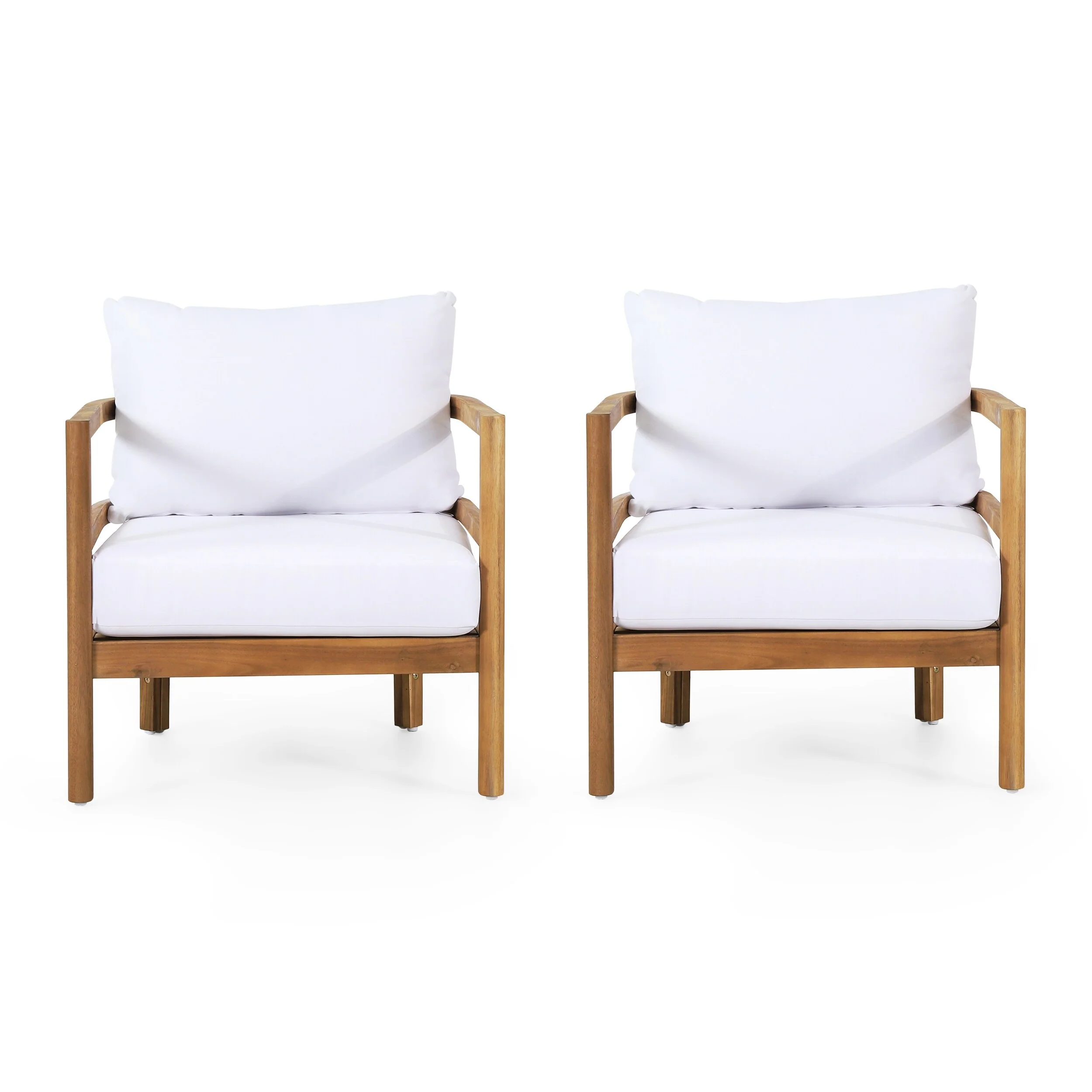 Ellendale Outdoor Acacia Wood Outdoor Club Chairs with Cushion by Christopher Knight Home
