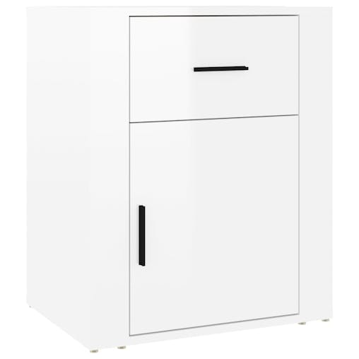 NNEVL Bedside Cabinet High Gloss White 50x36x60 cm Engineered Wood
