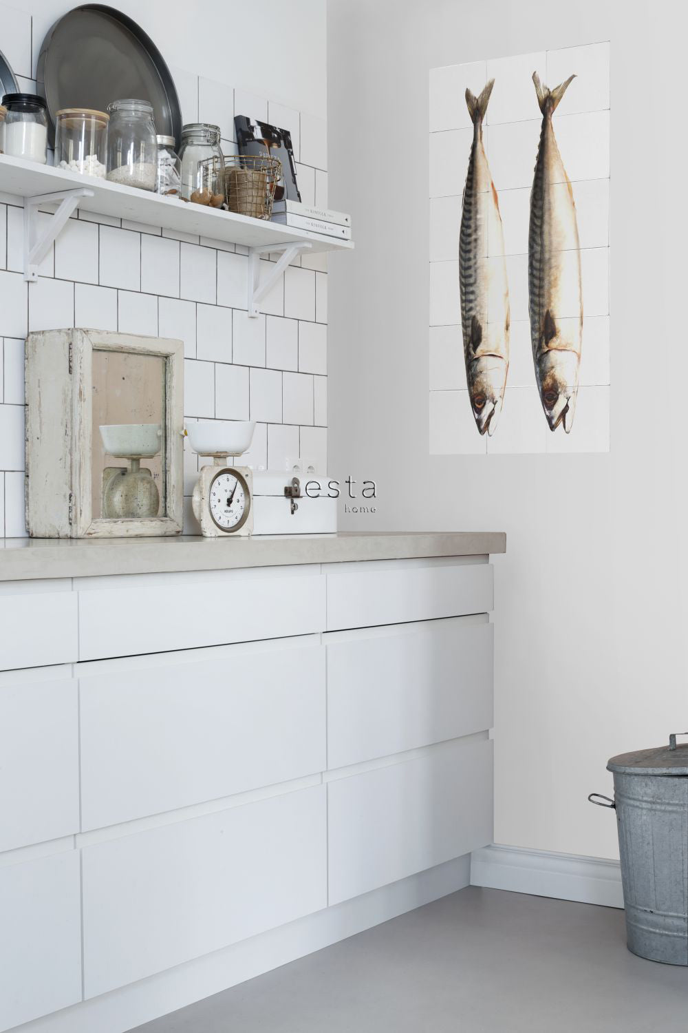 ESTAhome muursticker vissen grijs - 97 x 48.5 cm - 159030