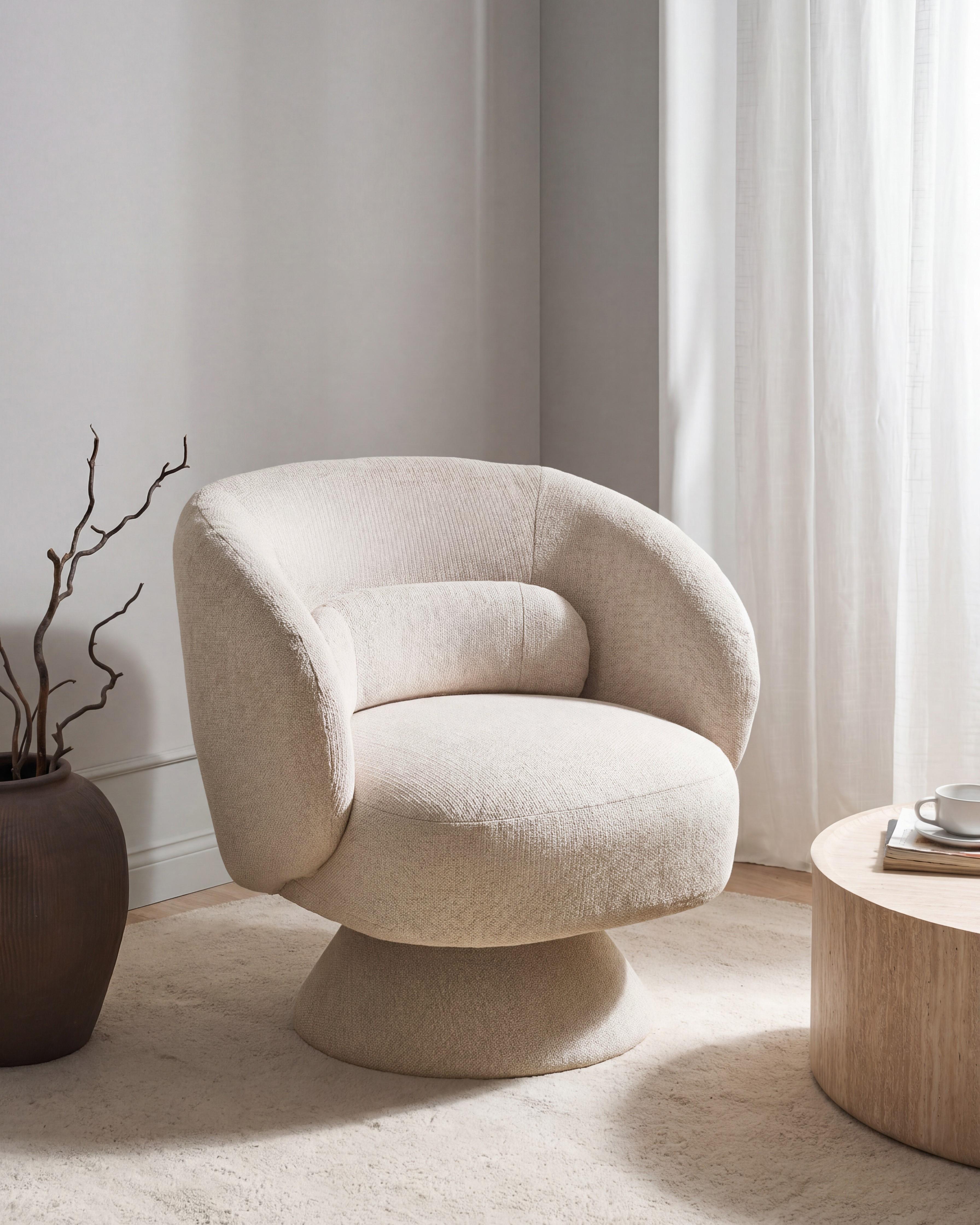 Swivel Armchair LIEKSA Light Beige
