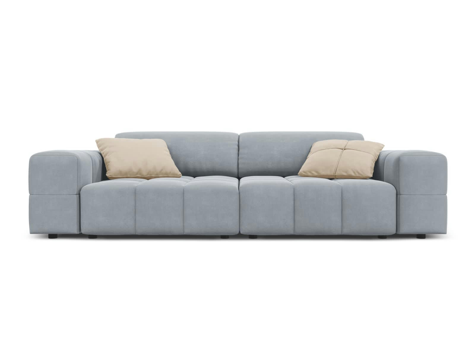 LUC - Canapé 3 places en tissu velours bleu clair