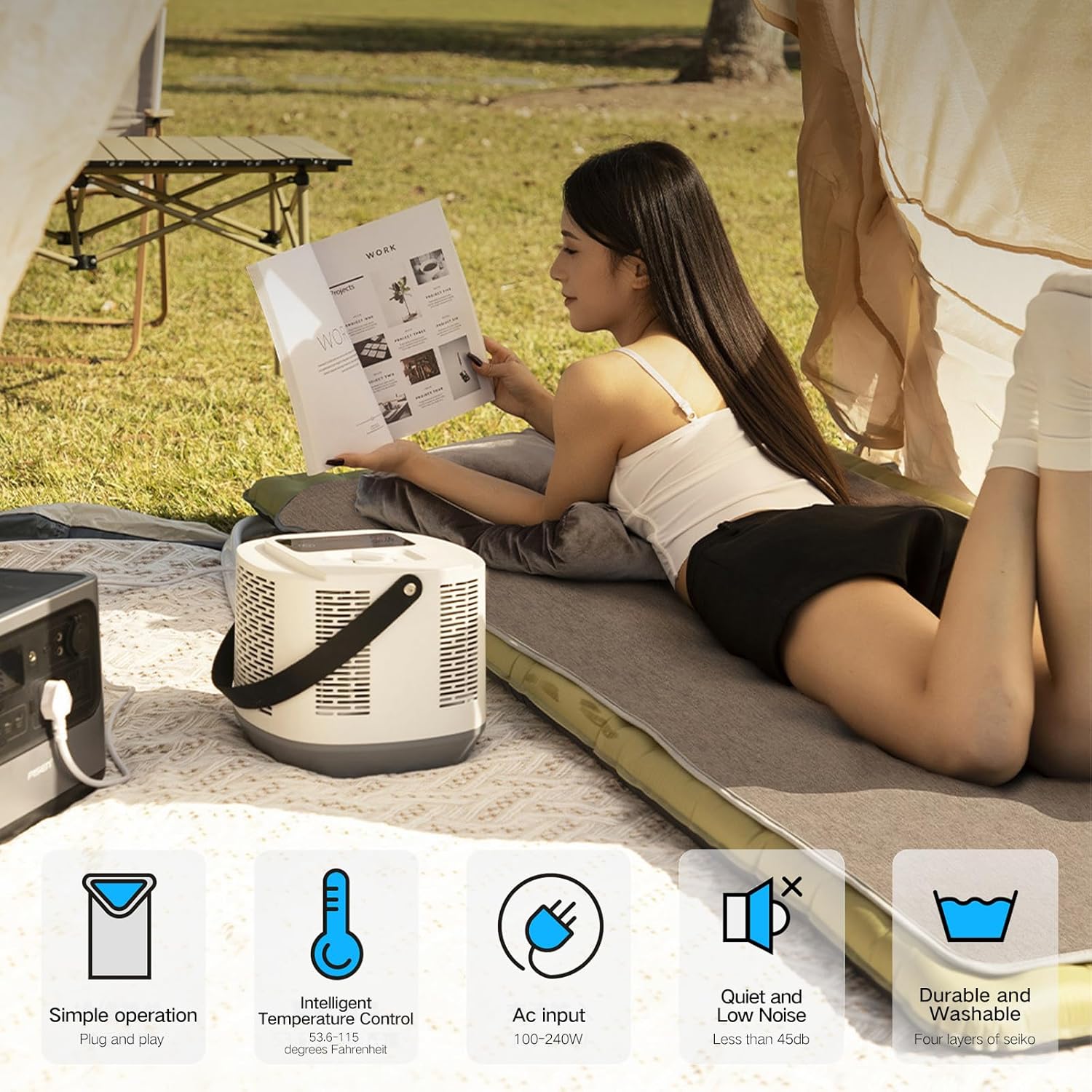 Comfort for Beds,Bed Water Cooling System with Portable Cooling Mattress & Heater(54°F-115°F), Quiet Operation,with Blankets Zone Any Size Bed，for Indoor