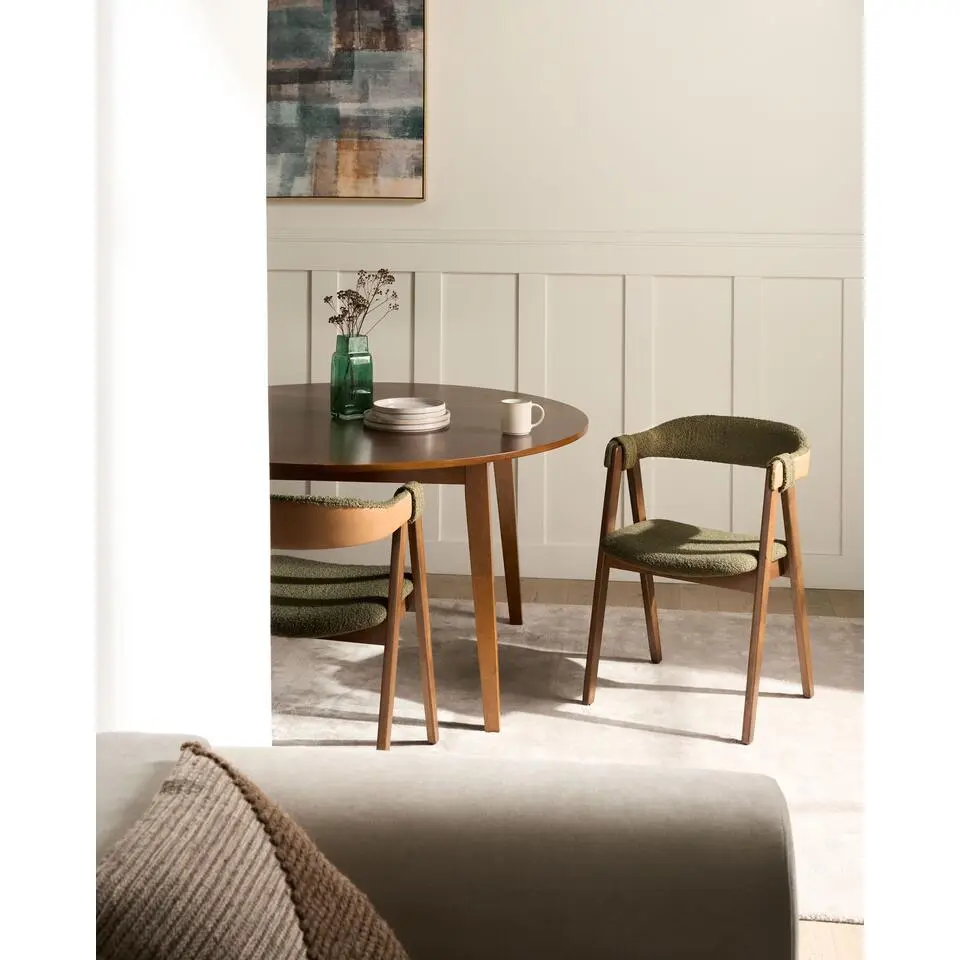 DAY - Eetkamerstoel set van 2 - Donkerbruin/Groen - Boucl&eacute;