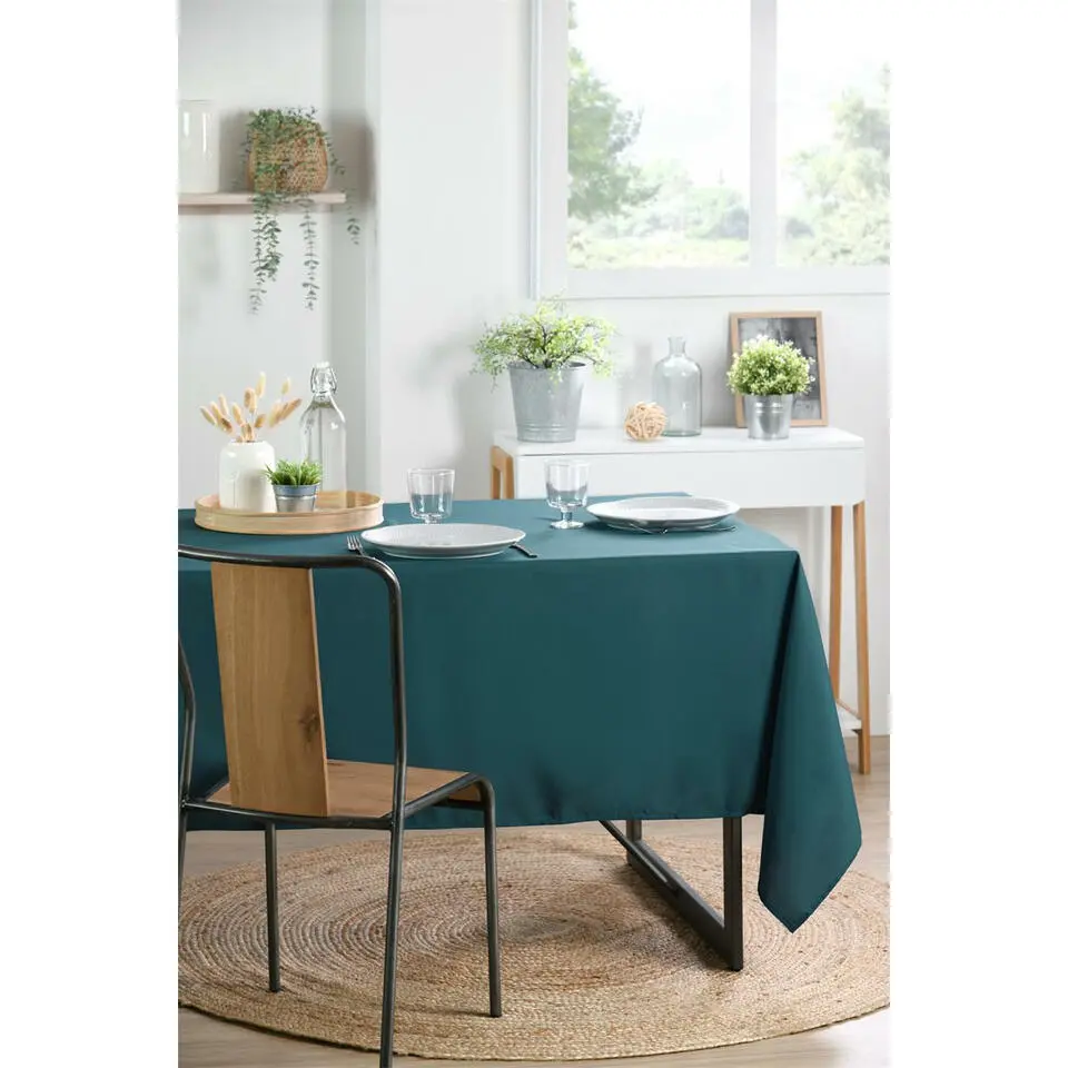 Stof Textile Tafelkleed - 145 x 240 cm - emerald green - Tafellaken