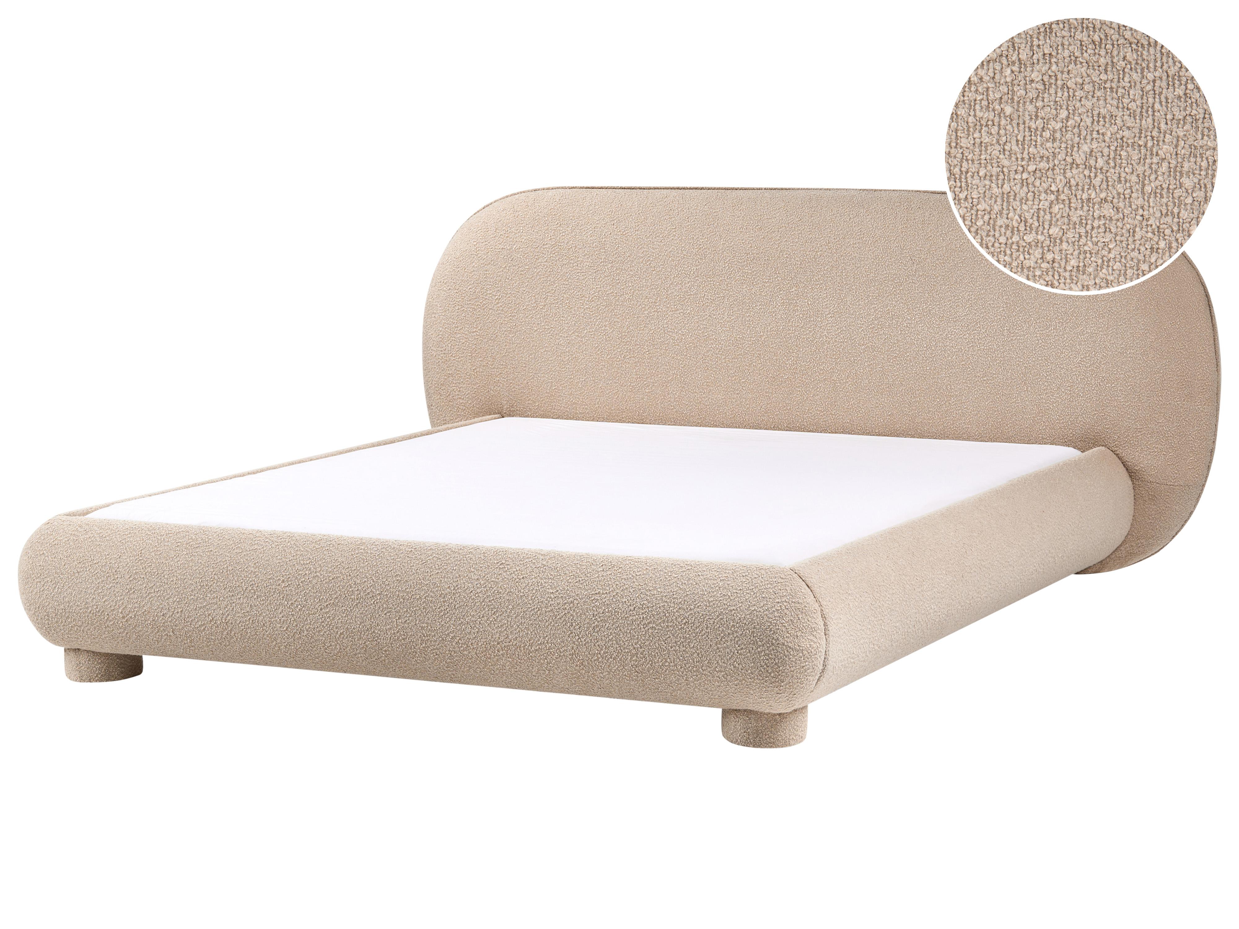 Bed Boucle BAYEL 160 x 200 cm (EU King Size) Taupe