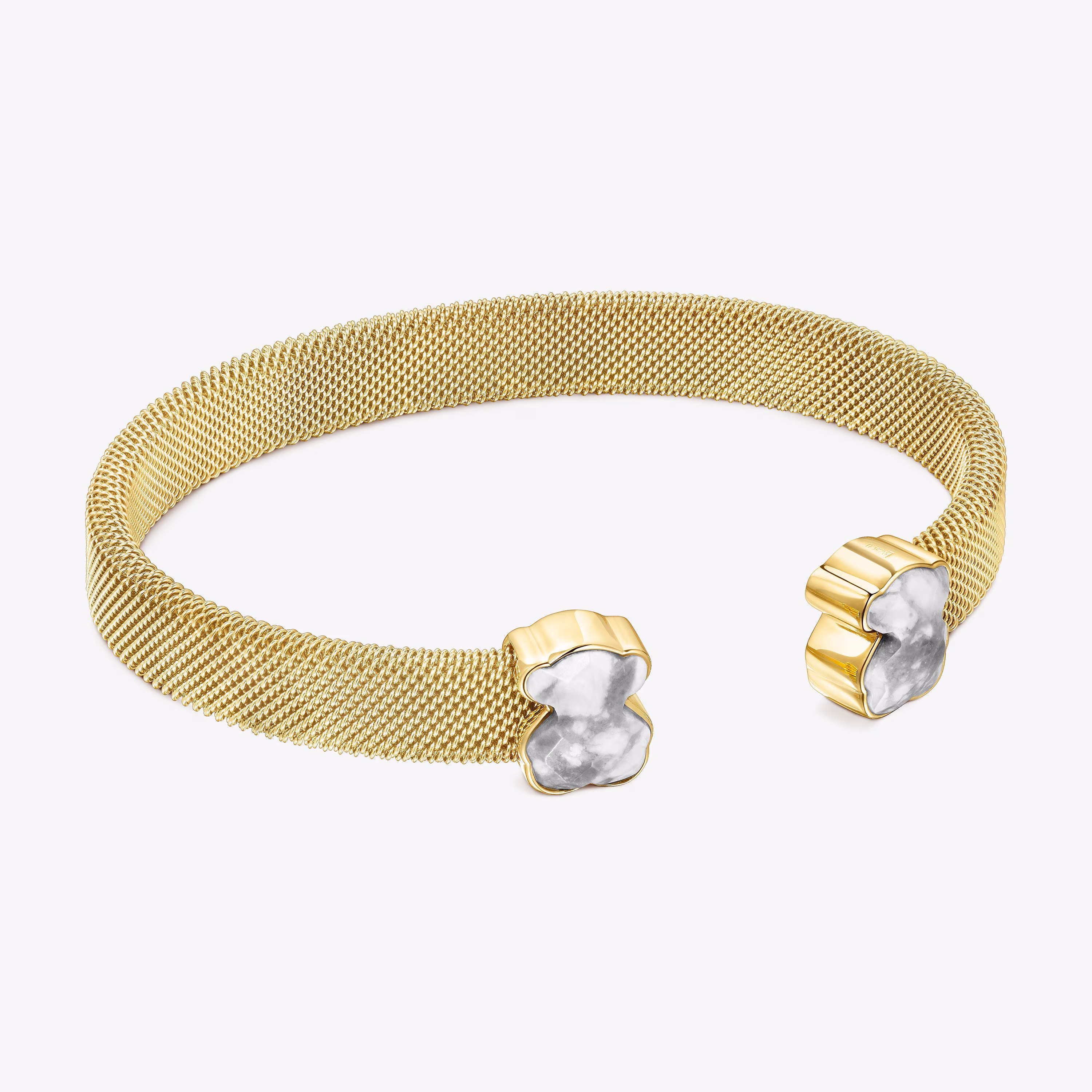 Pulsera de acero IP dorado y howlita Mesh Color